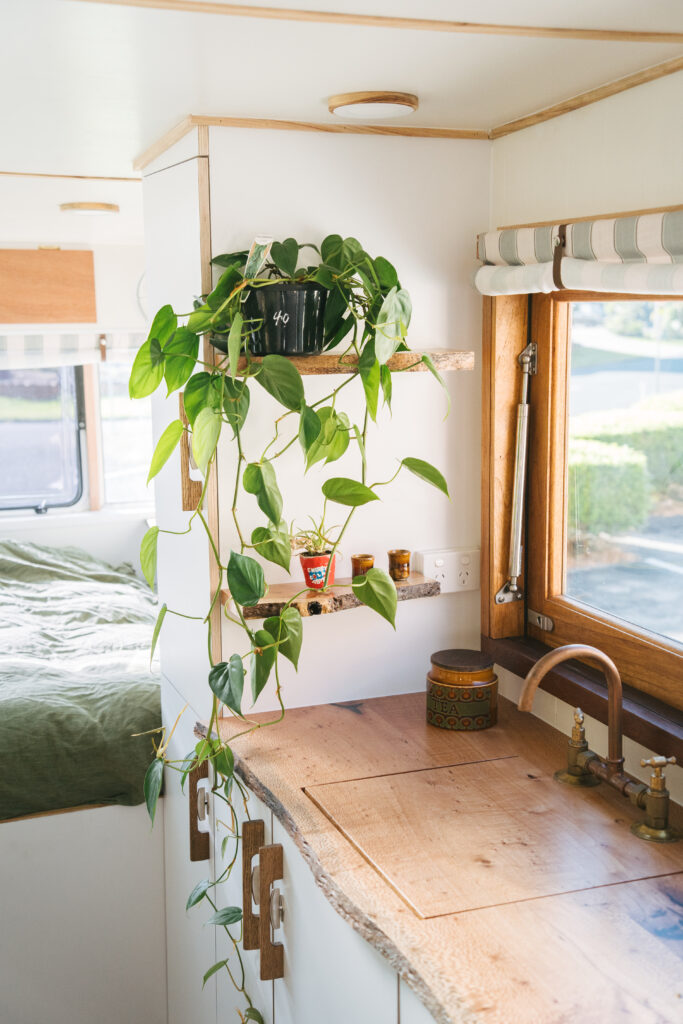 Before and after vintage caravan renovation Byron Bay Caravan Co